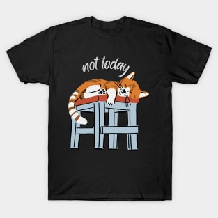 Lazy Cat Nope not Today funny sarcastic messages sayings and quotes T-Shirt